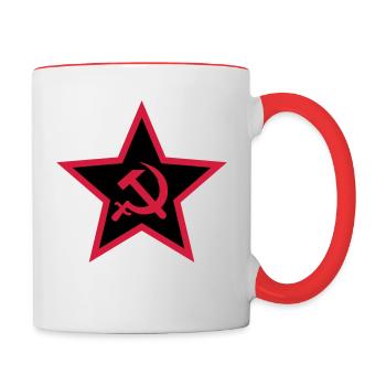 92 Hammer Sichel im Stern Russland Russia - Tasse zweifarbig - Weiß/Rot - Rechts