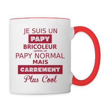 Papy bricoleur - Mug contrasté - blanc/rouge - Droite