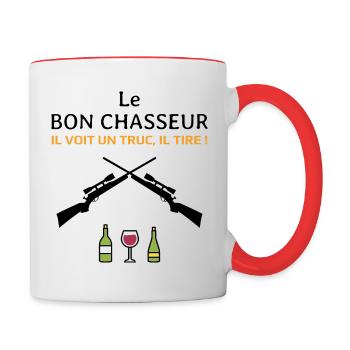 Le bon chasseur - Les Inconnus - Réplique Culte ! - Mug contrasté - blanc/rouge - Droite