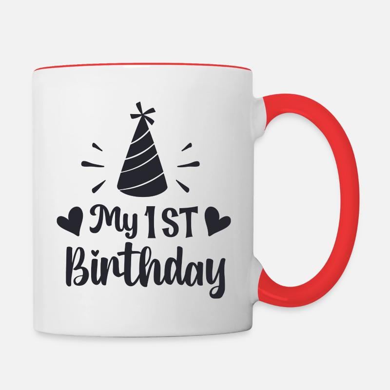 Mon 1er anniversaire - Mug contrasté - blanc/rouge