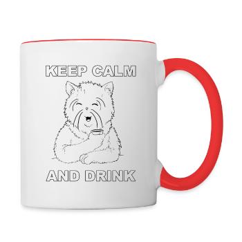 Keep Calm and Drink (fun cat design) - Contrasting Mug - white/red - Right