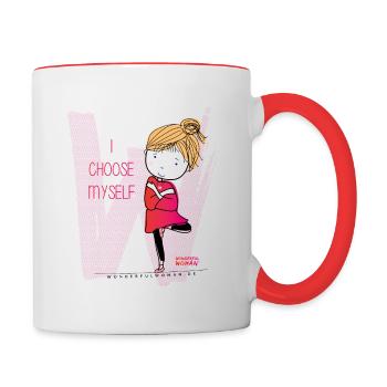 "I choose myself" | @WonderfulWomanbyVeraWarter - Tasse zweifarbig - Weiß/Rot - Rechts