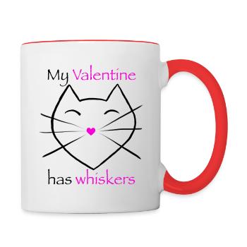 My Valentine has whiskers - Contrasting Mug - white/red - Right