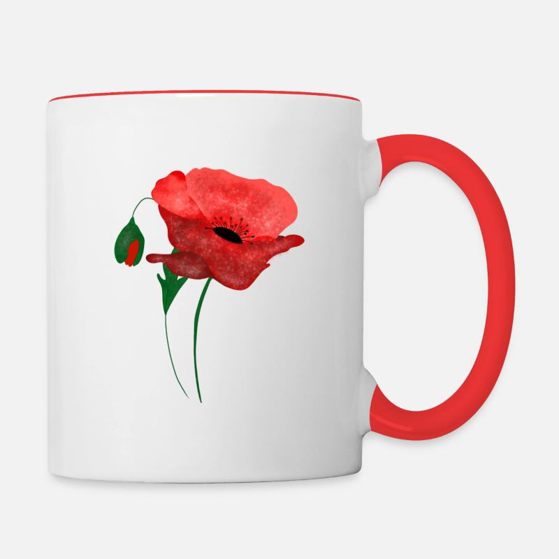 Éclosion de coquelicot - Mug contrasté - blanc/rouge