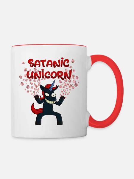 Satanisches Einhorn - Tasse zweifarbig - Weiß/Rot