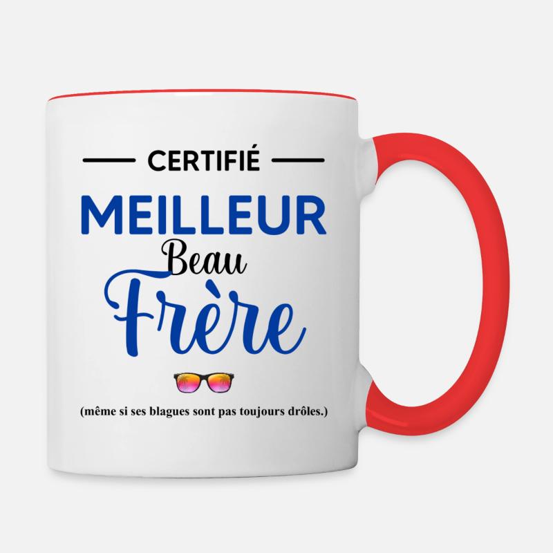 certifié meilleur beau frère - Mug contrasté - blanc/rouge