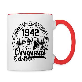 1942 October Original 82 Years Birthday Gift - Contrasting Mug - white/red - Right