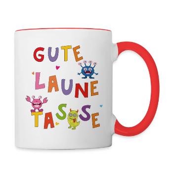 gute Laune Tasse - Tasse zweifarbig - Weiß/Rot - Rechts