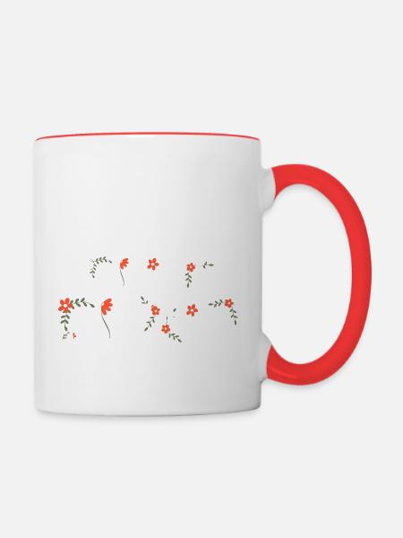 Geblümtes Zaumzeug - Tasse zweifarbig - Weiß/Rot