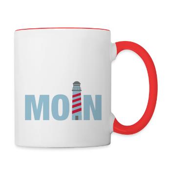 moin Leuchtturm Norddeutschland Ostfriesland - Tasse zweifarbig - Weiß/Rot - Rechts