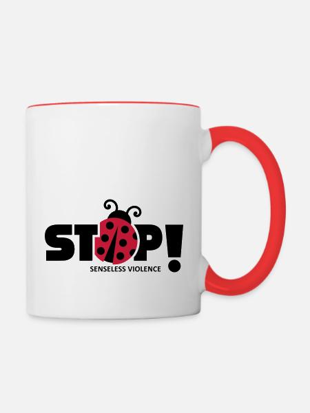 Arrêtez la violence insensée. Violence insensée, - Mug contrasté - blanc/rouge