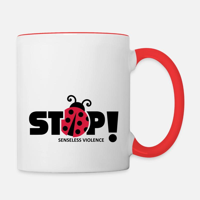 Arrêtez la violence insensée. Violence insensée, - Mug contrasté - blanc/rouge