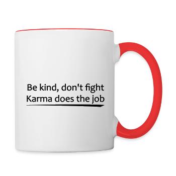 Yoga Shirt, Motivations Shirt, Be kind, Spirituell - Tasse zweifarbig - Weiß/Rot - Rechts