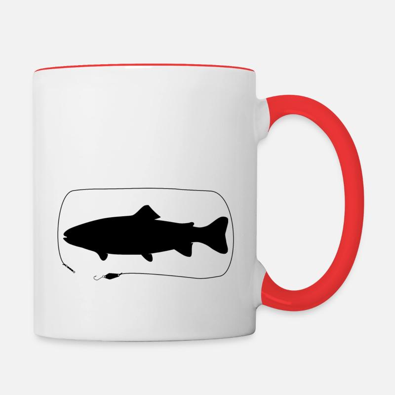 Trout with Spoon - Contrasting Mug - white/red