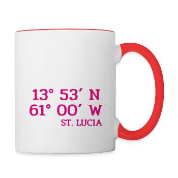 Coordonnées Sainte-Lucie - Koordinaten - Antilles - Mug contrasté - blanc/rouge - Droite