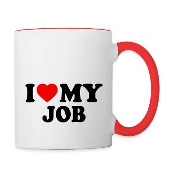I love my job - Tasse zweifarbig - Weiß/Rot - Rechts