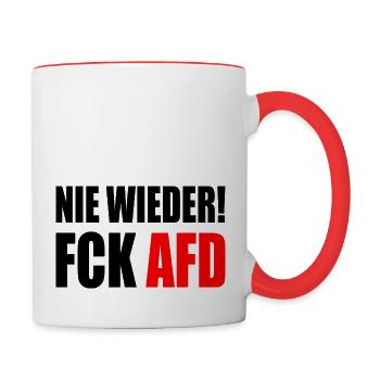Fuck afd - Tasse zweifarbig - Weiß/Rot - Rechts
