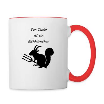 Devil is a squirrel, shirt gifts saying - Contrasting Mug - white/red - Right