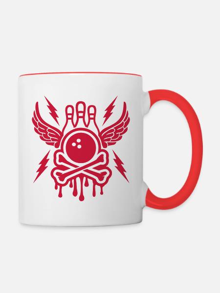 Bowling Bones - Tasse zweifarbig - Weiß/Rot
