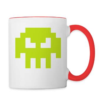 Alien Invader from Sapce (skull, plain) - Contrasting Mug - white/red - Right