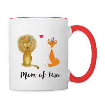 Mom of two - Tasse zweifarbig - Weiß/Rot - Rechts