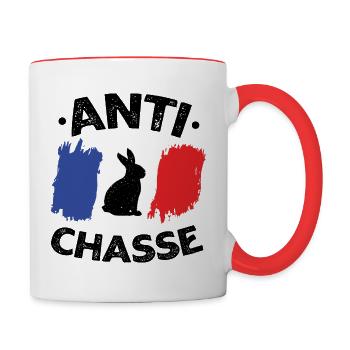 Anti chasse Défense de l'Animal - Mug contrasté - blanc/rouge - Droite
