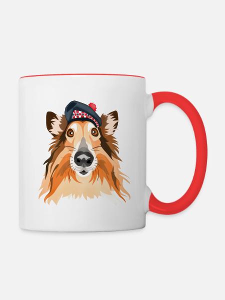Schottischer Collie - Tasse zweifarbig - Weiß/Rot