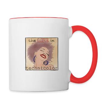 Live LIFE - Black Woman - Vintage - Rétro - Mug contrasté - blanc/rouge - Droite