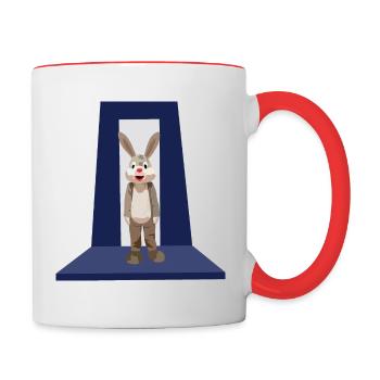 Rabbit with red nose on the model catwalk podium - Contrasting Mug - white/red - Right