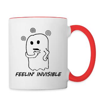 Niedlicher Geist Lustige Illustration - Tasse zweifarbig - Weiß/Rot - Rechts