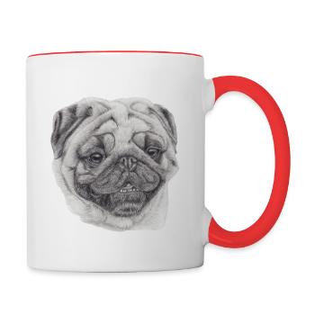Mops Mops 2 - Tasse zweifarbig - Weiß/Rot - Rechts