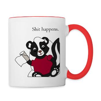 Skunk Pixie Shit happens - Contrasting Mug - white/red - Right