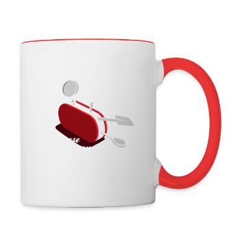 Lustiges T-Shirt Geschenk für Köche Feinschmecker - Tasse zweifarbig - Weiß/Rot - Rechts