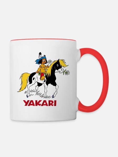 Yakari und Kleiner Donner - Tasse zweifarbig - Weiß/Rot
