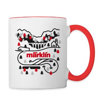 Märklin Schienennetz Landschaft - Tasse zweifarbig - Weiß/Rot - Rechts