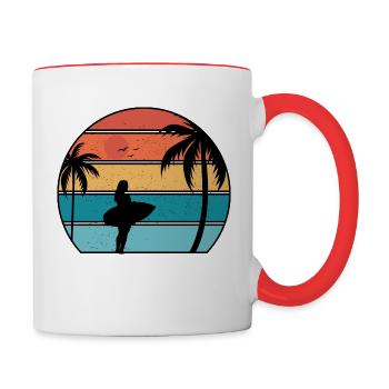 Santa Cruz Vintage CA Californien Surfer Geschenk - Tasse zweifarbig - Weiß/Rot - Rechts