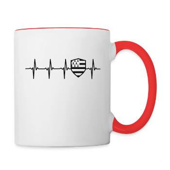 Brittany flag heartbeat badge brittany - Contrasting Mug - white/red - Right