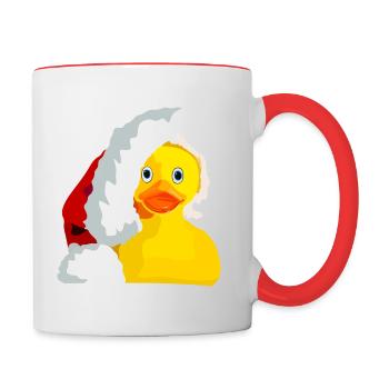 Canard de bain Noël - Mug contrasté - blanc/rouge - Droite