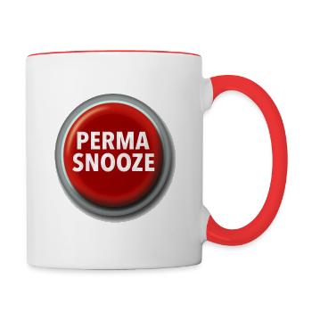Bouton Perma-Snooze - Snooze snooze permanent - Mug contrasté - blanc/rouge - Droite