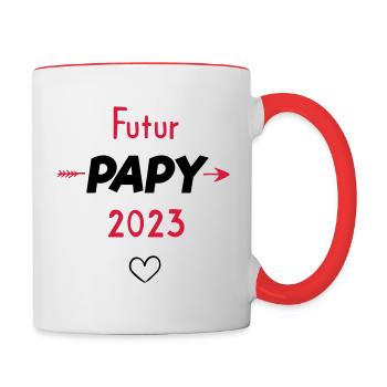 Futur papy 2023 - Mug contrasté - blanc/rouge - Droite