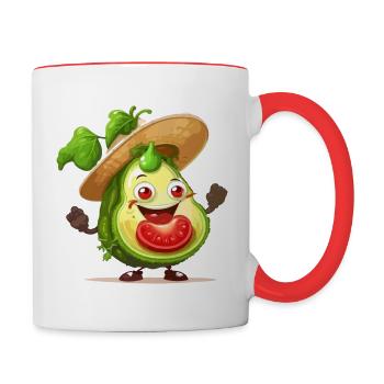 Witzige Avocado - Tasse zweifarbig - Weiß/Rot - Rechts