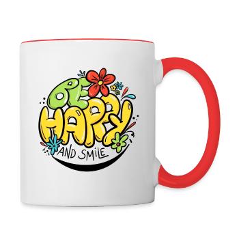 Be Happy And Smile - Contrasting Mug - white/red - Right