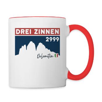 Drei Zinnen Tre Cime Lavaredo Dolomiten Wanderung - Tasse zweifarbig - Weiß/Rot - Rechts