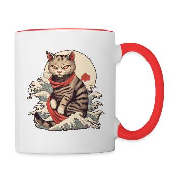 Chat Yakuza - Mug contrasté - blanc/rouge - Droite