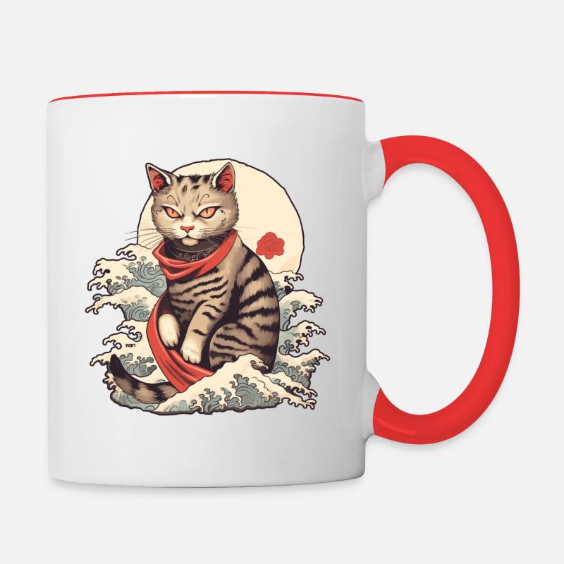 Chat Yakuza - Mug contrasté - blanc/rouge