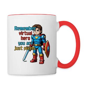 Héros du jeu juste des pixels - Mug contrasté - blanc/rouge - Droite