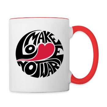 Make Love Not War - Tasse zweifarbig - Weiß/Rot - Rechts
