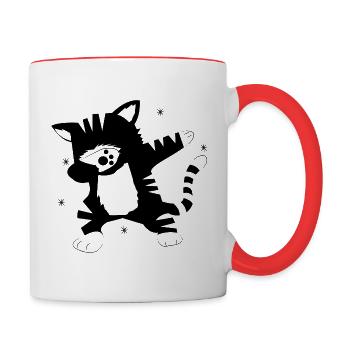 Dabbing Cat Dab Cat - Contrasting Mug - white/red - Right