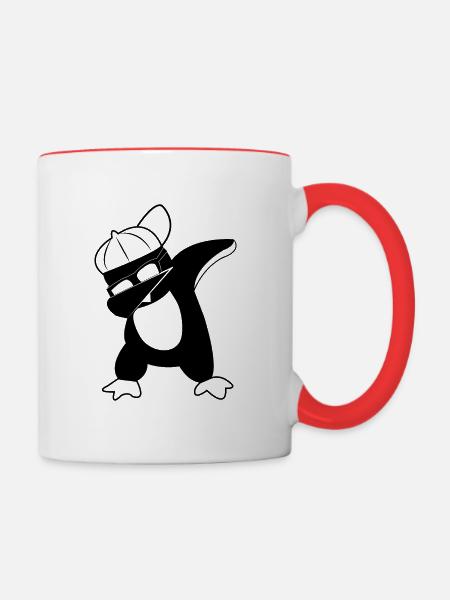 Dabbing Pinguin - Tasse zweifarbig - Weiß/Rot