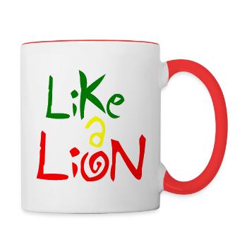 Comme un lion - Mug contrasté - blanc/rouge - Droite